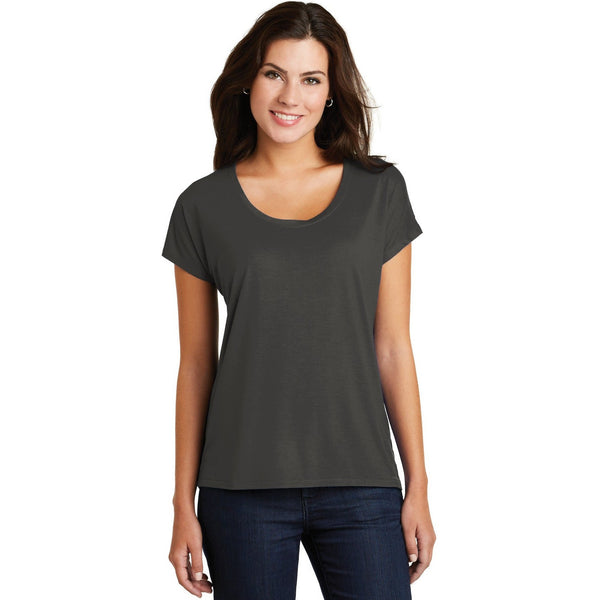 no-logo CLOSEOUT - District Women's Drapey Dolman Tee-District-Charcoal-XS-Thread Logic