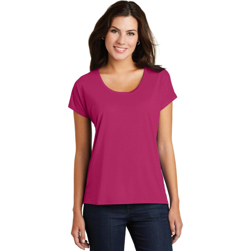 no-logo CLOSEOUT - District Women's Drapey Dolman Tee-District-Pink Azalea-XS-Thread Logic