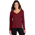 no-logo CLOSEOUT - District Women's Drapey Long Sleeve Tee-District-Cardinal-S-Thread Logic