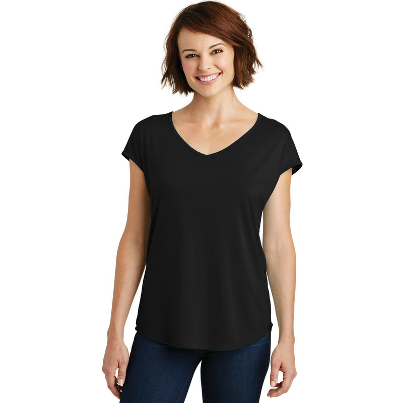 no-logo CLOSEOUT - District Women's Drapey Cross-Back Tee-District-Black-XS-Thread Logic