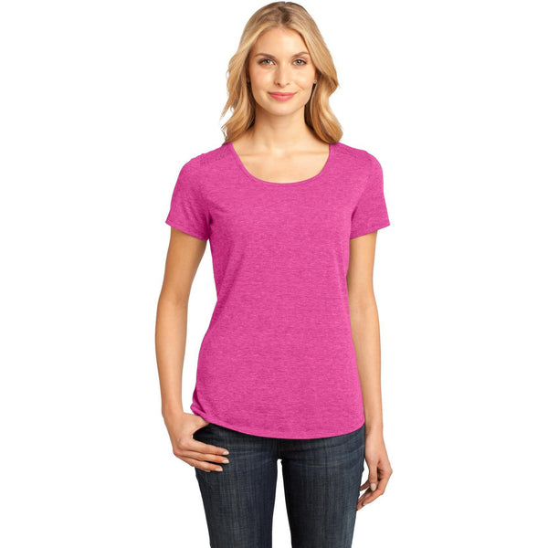 no-logo CLOSEOUT - District Made Ladies Tri-Blend Lace Tee-District-Dark Fuchsia Heather-XS-Thread Logic