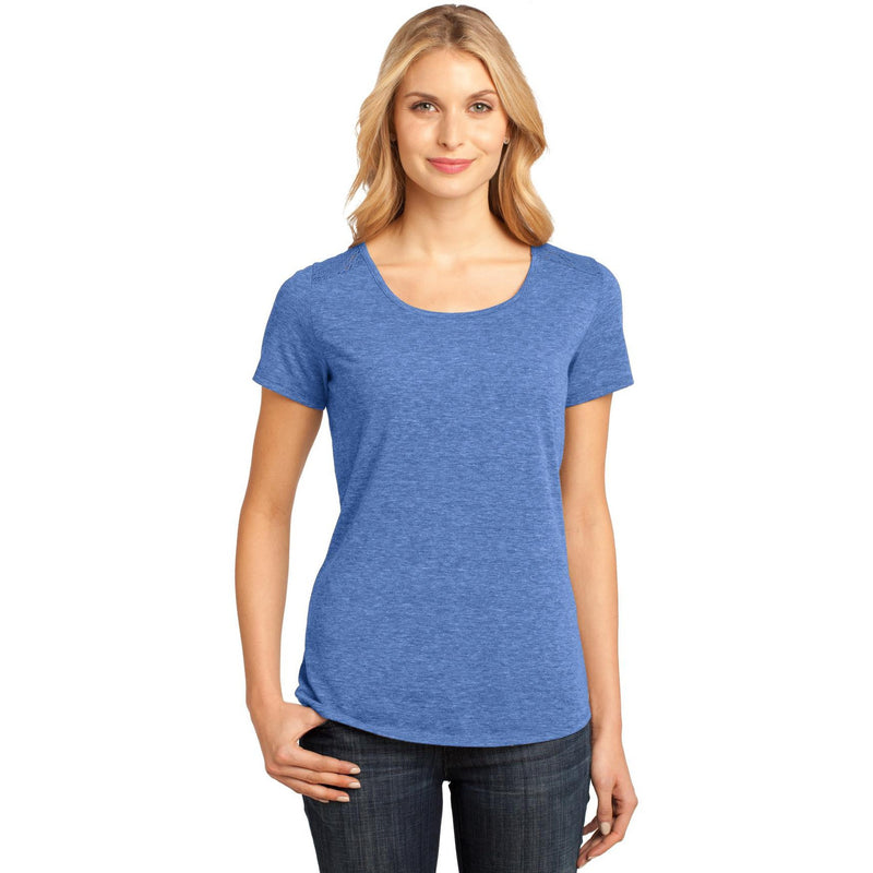 no-logo CLOSEOUT - District Made Ladies Tri-Blend Lace Tee-District-Maritime Heather-XS-Thread Logic