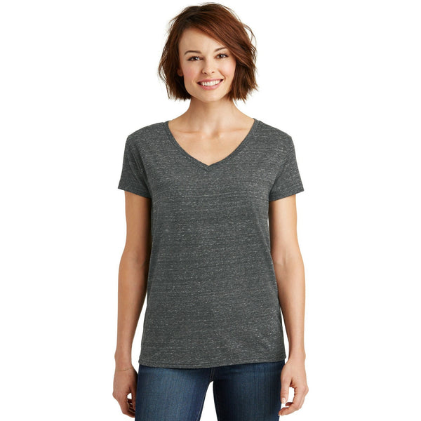 no-logo CLOSEOUT - District Women's Cosmic V-Neck Tee-District-Black/Grey Cosmic-L-Thread Logic