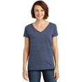 no-logo CLOSEOUT - District Women's Cosmic V-Neck Tee-District-Navy/Royal Cosmic-S-Thread Logic