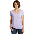 no-logo CLOSEOUT - District Women's Cosmic V-Neck Tee-District-White/Pink Cosmic-XS-Thread Logic