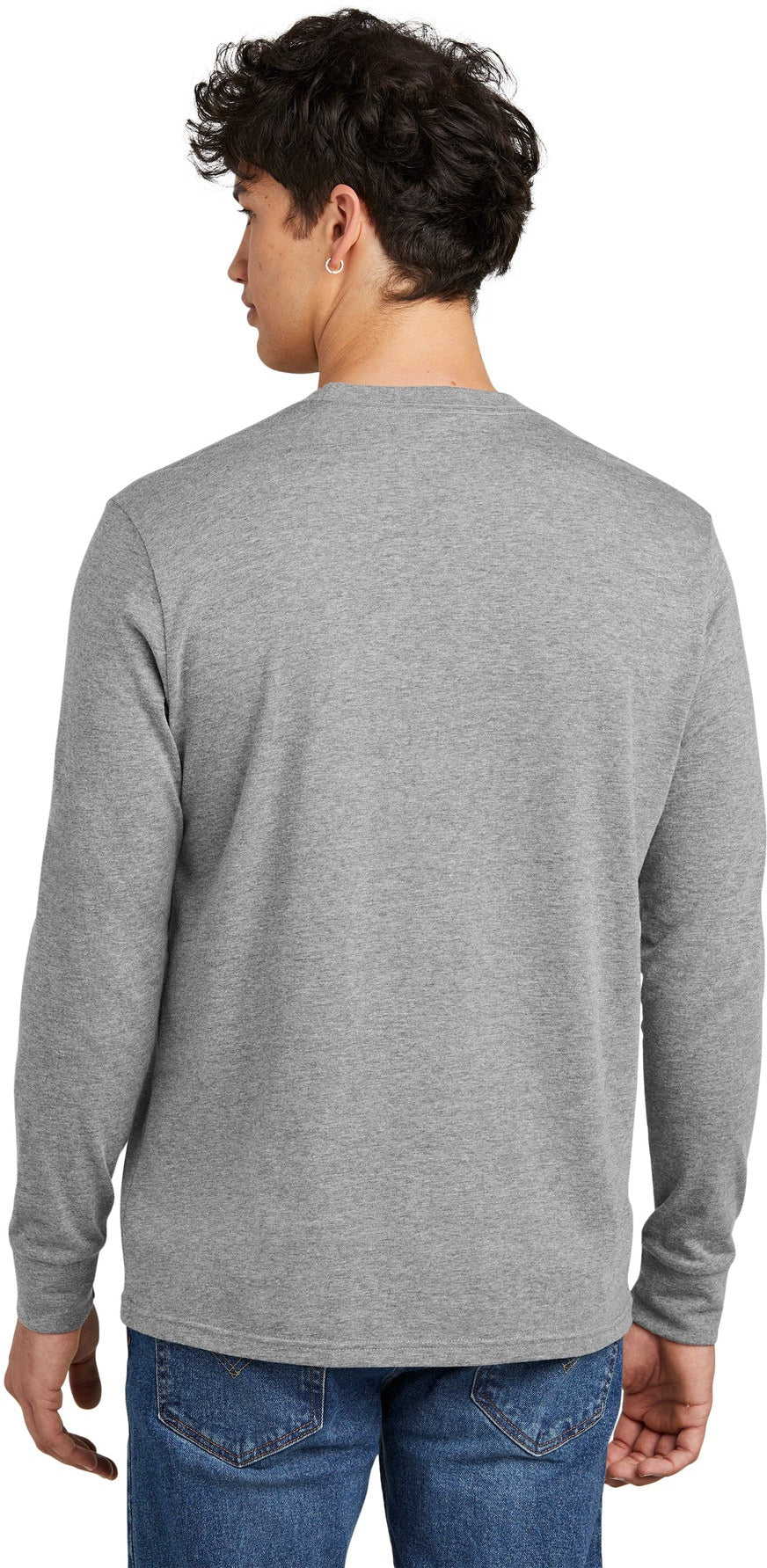 District Perfect Blend CVC Long Sleeve Tee with custom logo embroidery ...