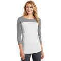 no-logo CLOSEOUT - District Women's Rally 3/4-Sleeve Tee-District-Grey Frost/White-XS-Thread Logic