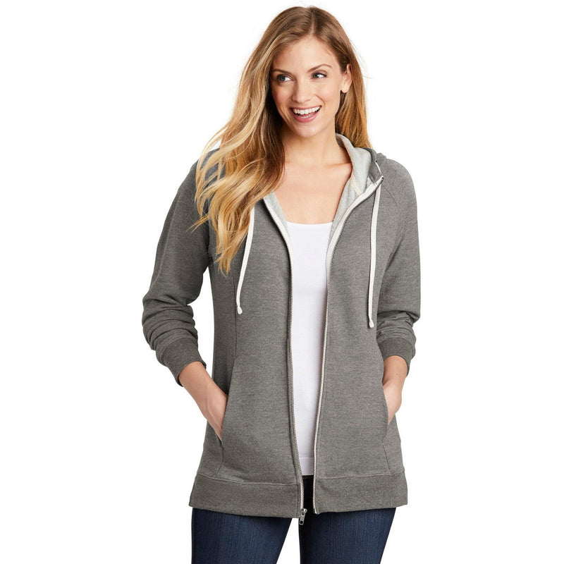 no-logo CLOSEOUT - District Women's Perfect Tri French Terry Full-Zip Hoodie-District-Grey Frost-S-Thread Logic