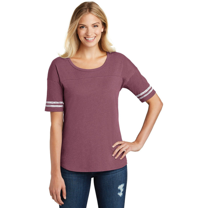 no-logo CLOSEOUT - District Women's Scorecard Tee-District-Heathered Cardinal/White-M-Thread Logic