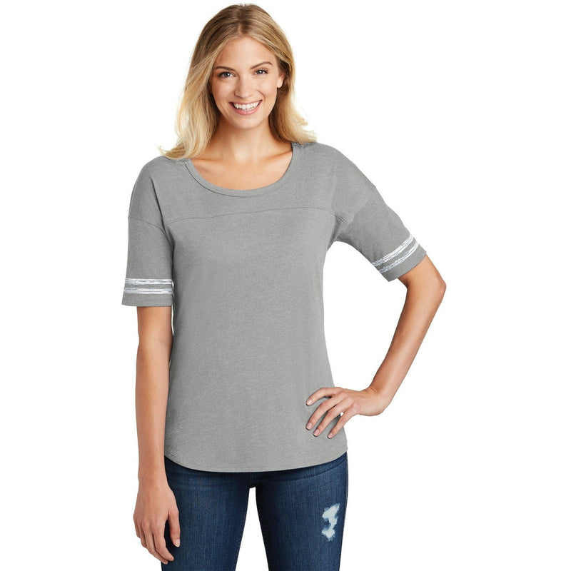 no-logo CLOSEOUT - District Women's Scorecard Tee-District-Heathered Nickel/White-M-Thread Logic