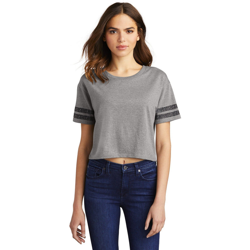 no-logo CLOSEOUT - District Women's Scorecard Crop Tee-District-Heathered Nickel/Black-XL-Thread Logic