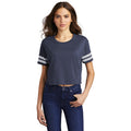 no-logo CLOSEOUT - District Women's Scorecard Crop Tee-District-Heathered True Navy/White-XL-Thread Logic