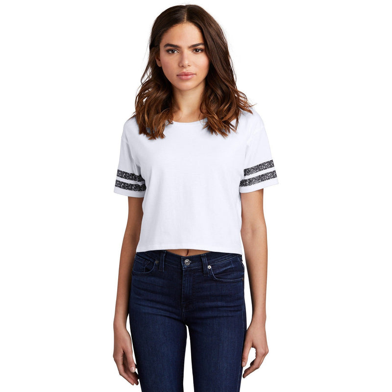 no-logo CLOSEOUT - District Women's Scorecard Crop Tee-District-White/Black-XL-Thread Logic