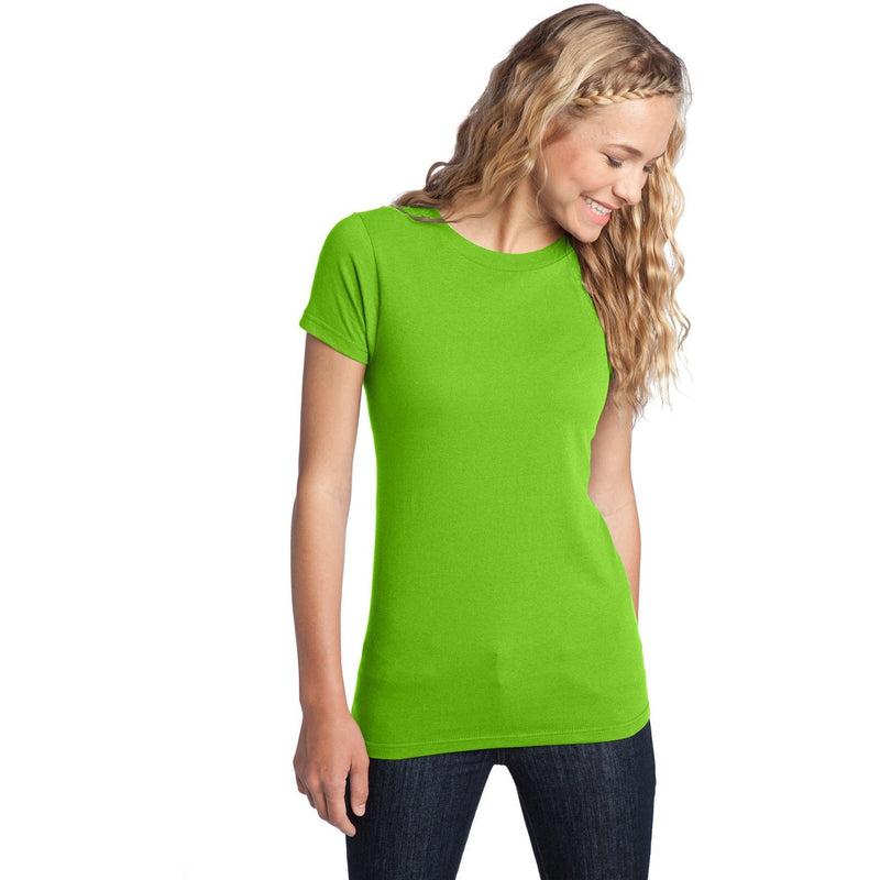 no-logo CLOSEOUT - District Women's Fitted The Concert Tee-District-Neon Green-XS-Thread Logic