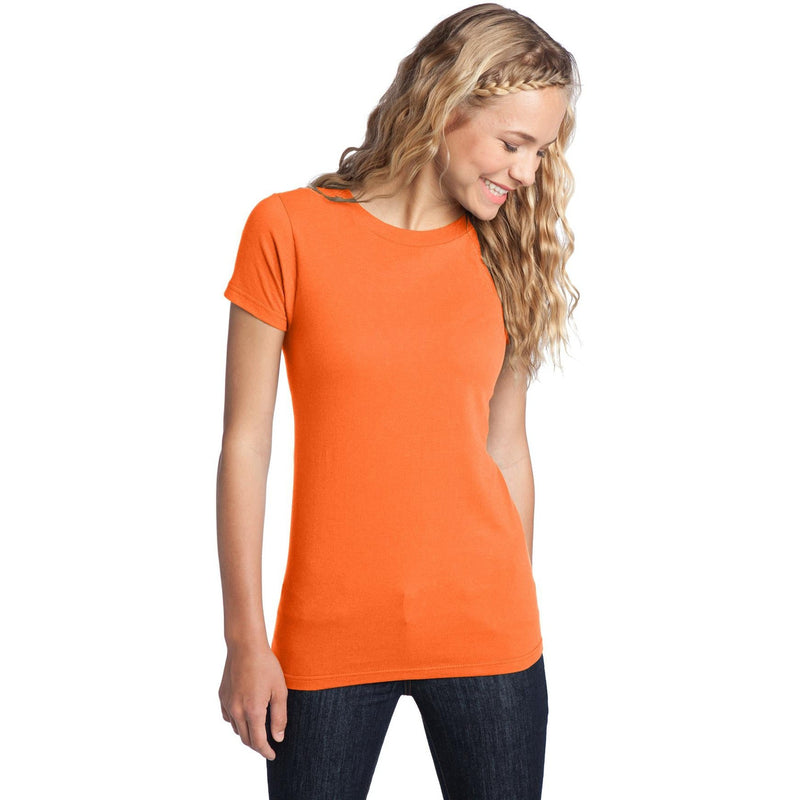 no-logo CLOSEOUT - District Women's Fitted The Concert Tee-District-Neon Orange-XS-Thread Logic