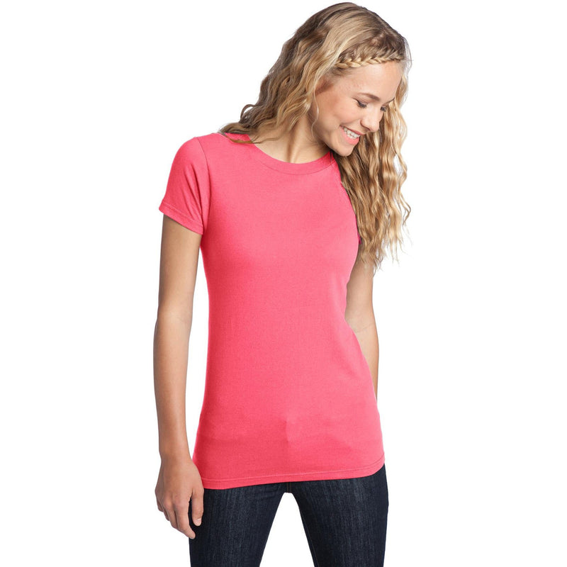 no-logo CLOSEOUT - District Women's Fitted The Concert Tee-District-Neon Pink-XS-Thread Logic