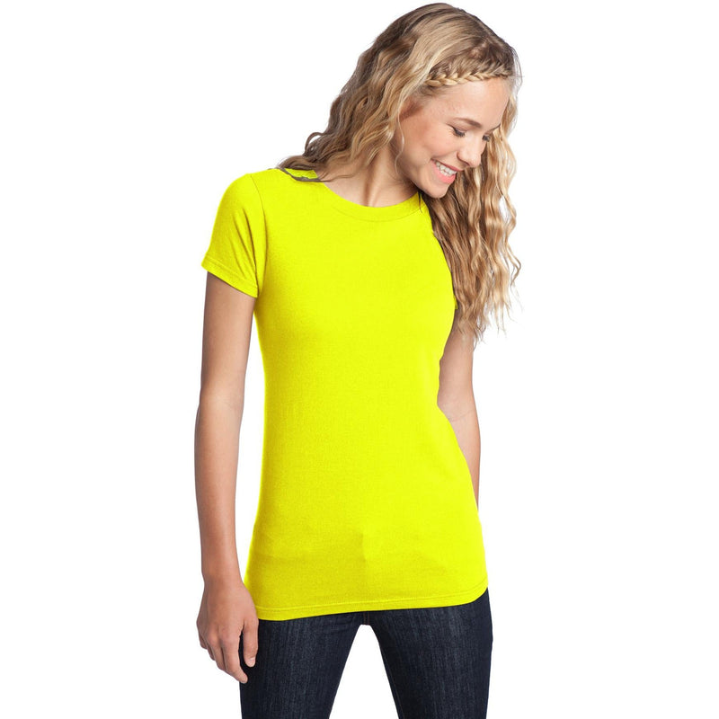 no-logo CLOSEOUT - District Women's Fitted The Concert Tee-District-Neon Yellow-XS-Thread Logic