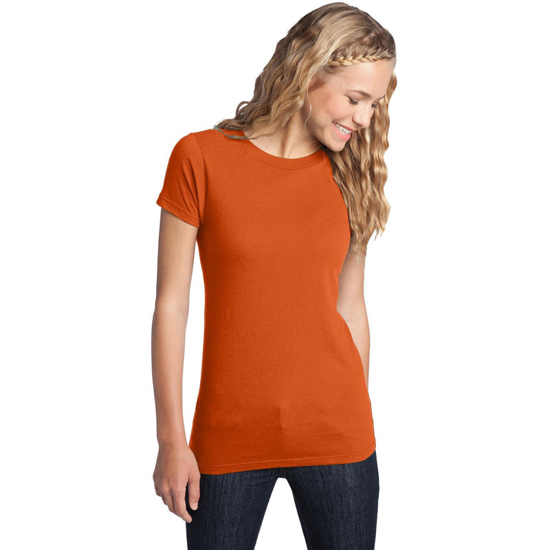 no-logo CLOSEOUT - District Women's Fitted The Concert Tee-District-Deep Orange-XS-Thread Logic
