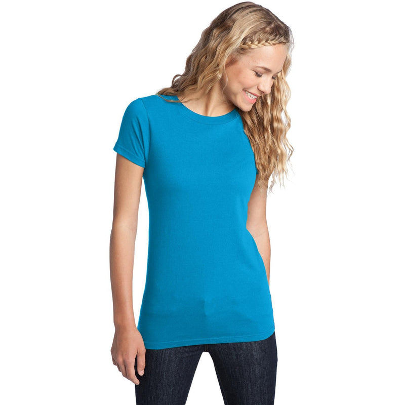 no-logo CLOSEOUT - District Women's Fitted The Concert Tee-District-Neon Blue-XS-Thread Logic