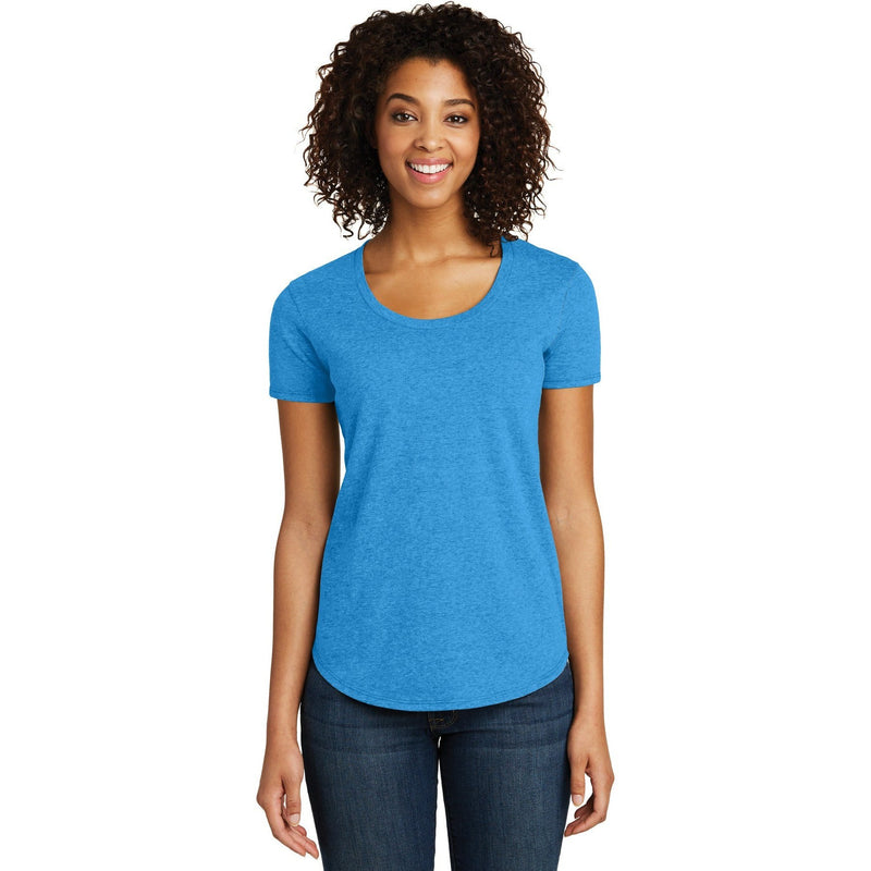 no-logo CLOSEOUT - District Women's Fitted Very Important Tee Scoop Neck-District-Heathered Bright Turquoise-XS-Thread Logic