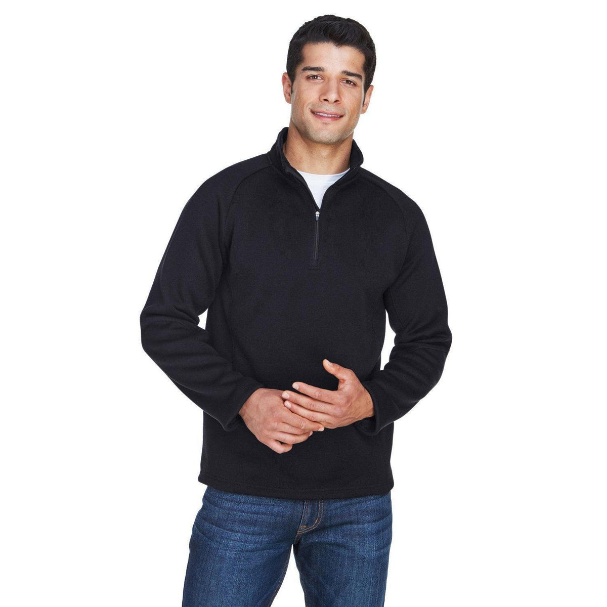 no-logo  Devon & Jones Bristol Sweater Fleece Quarter-Zip-Men's Layering-Devon&Jones-Black-S-Thread Logic