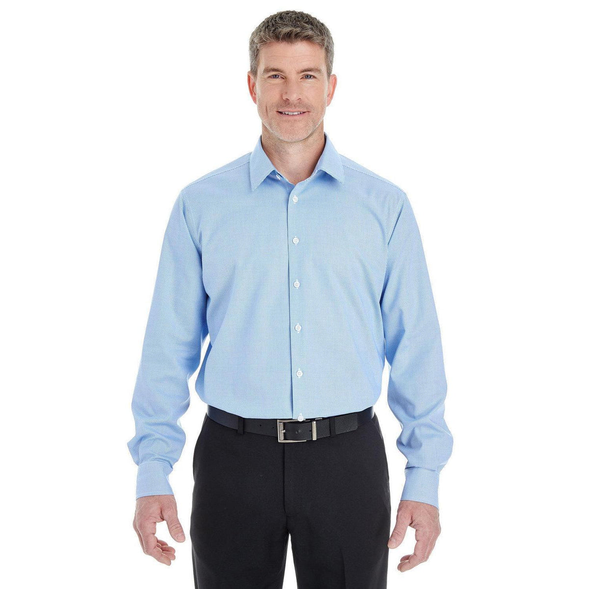 no-logo  Devon & Jones Crown Woven Royal Dobby Shirt-Men's Dress Shirts-Devon&Jones-French Blue-S-Thread Logic