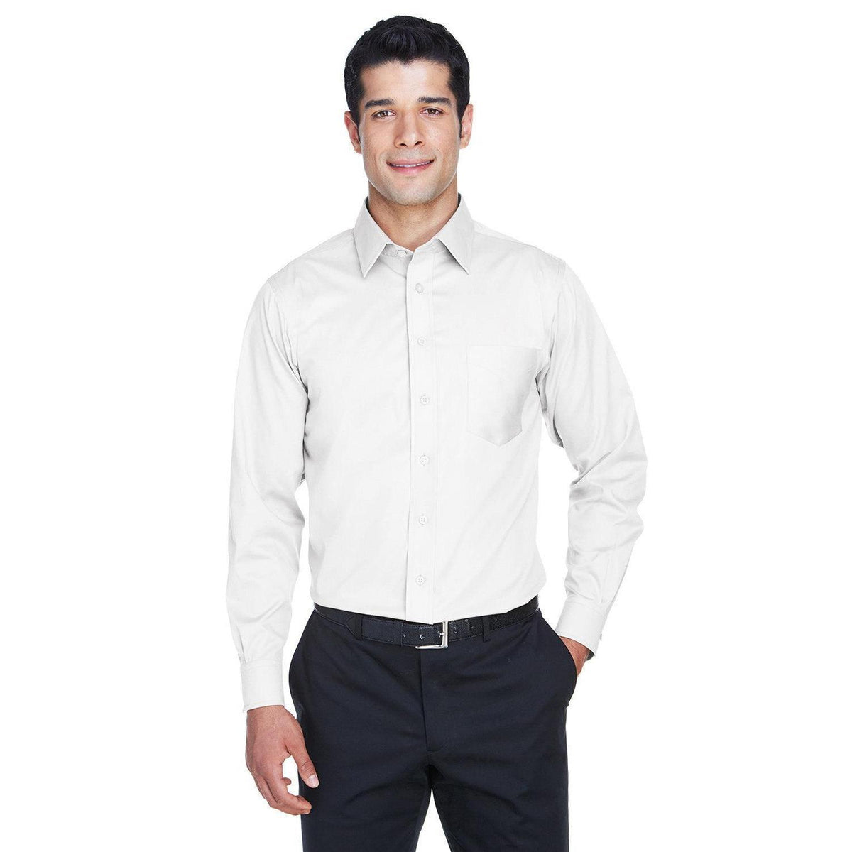 no-logo  Devon & Jones Crown Woven Solid Stretch Twill-Men's Dress Shirts-Devon&Jones-White-S-Thread Logic