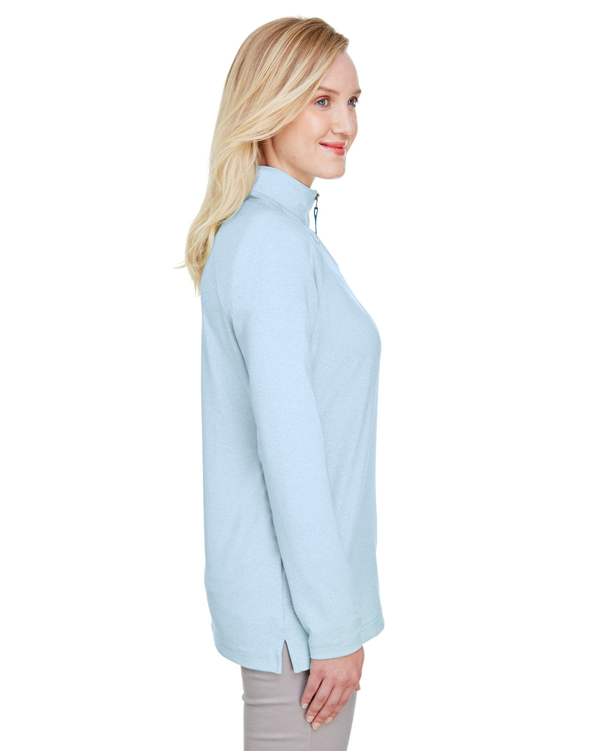 no-logo Devon & Jones CrownLux Performance Ladies Clubhouse Micro-Stripe Quarter-Zip-Ladies Layering-Devon&Jones-Thread Logic