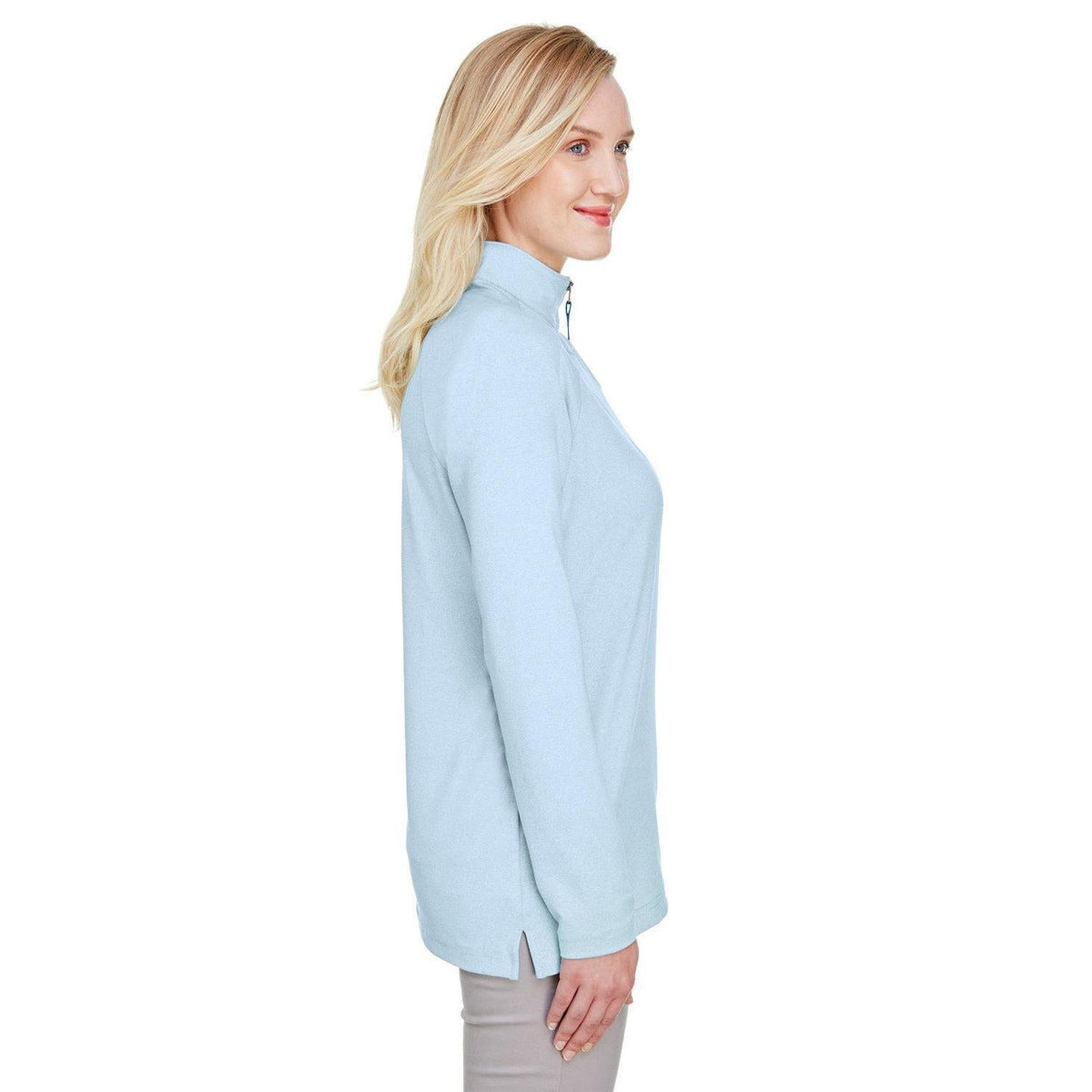 no-logo Devon & Jones CrownLux Performance Ladies Clubhouse Micro-Stripe Quarter-Zip-Ladies Layering-Devon&Jones-Thread Logic