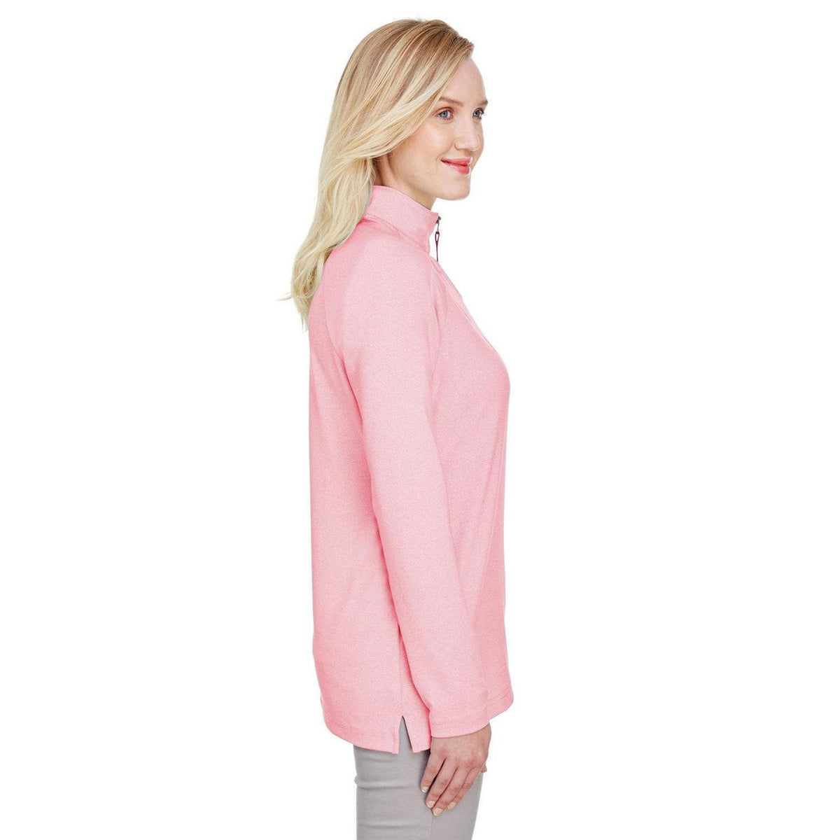 no-logo Devon & Jones CrownLux Performance Ladies Clubhouse Micro-Stripe Quarter-Zip-Ladies Layering-Devon&Jones-Thread Logic