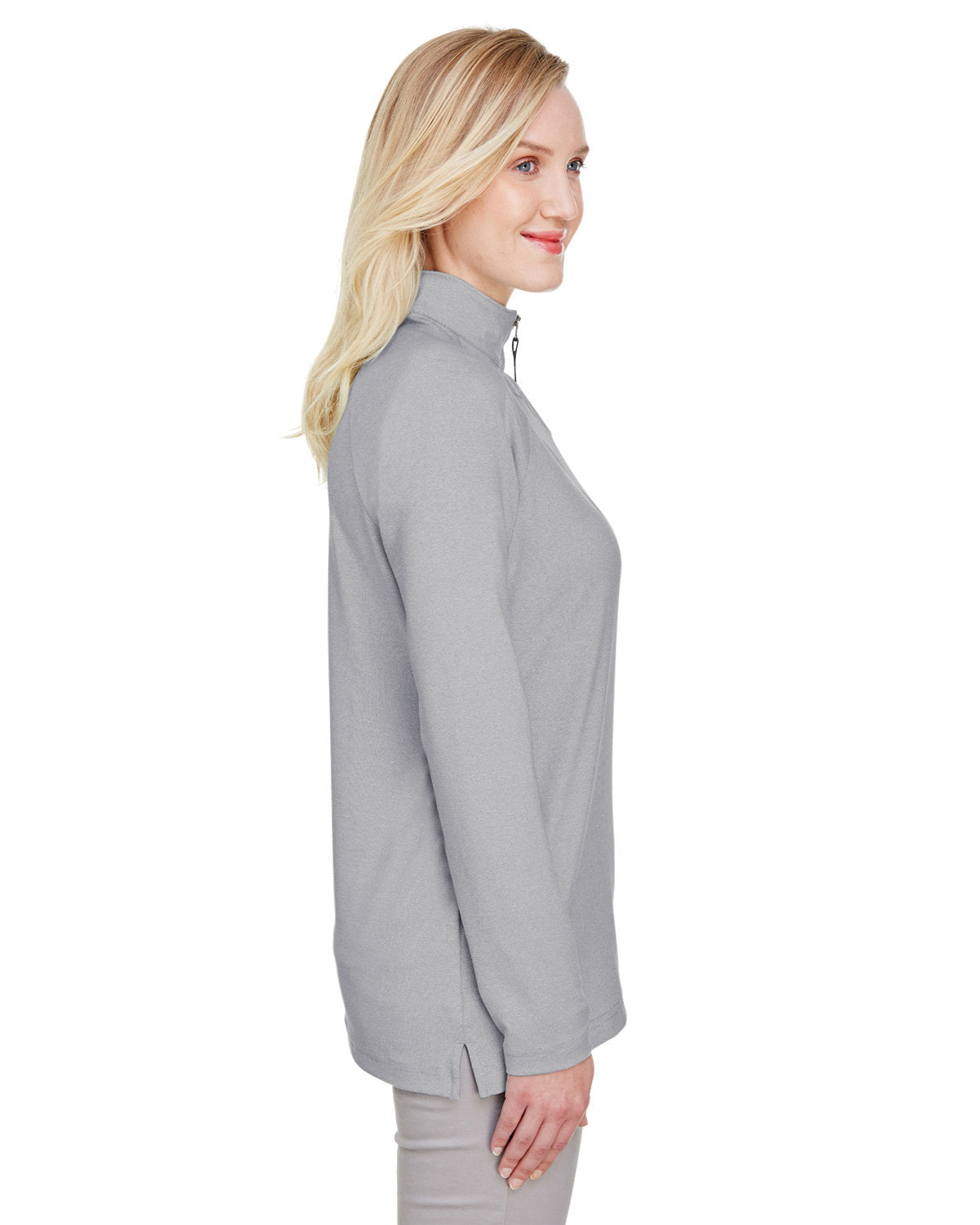 no-logo Devon & Jones CrownLux Performance Ladies Clubhouse Micro-Stripe Quarter-Zip-Ladies Layering-Devon&Jones-Thread Logic