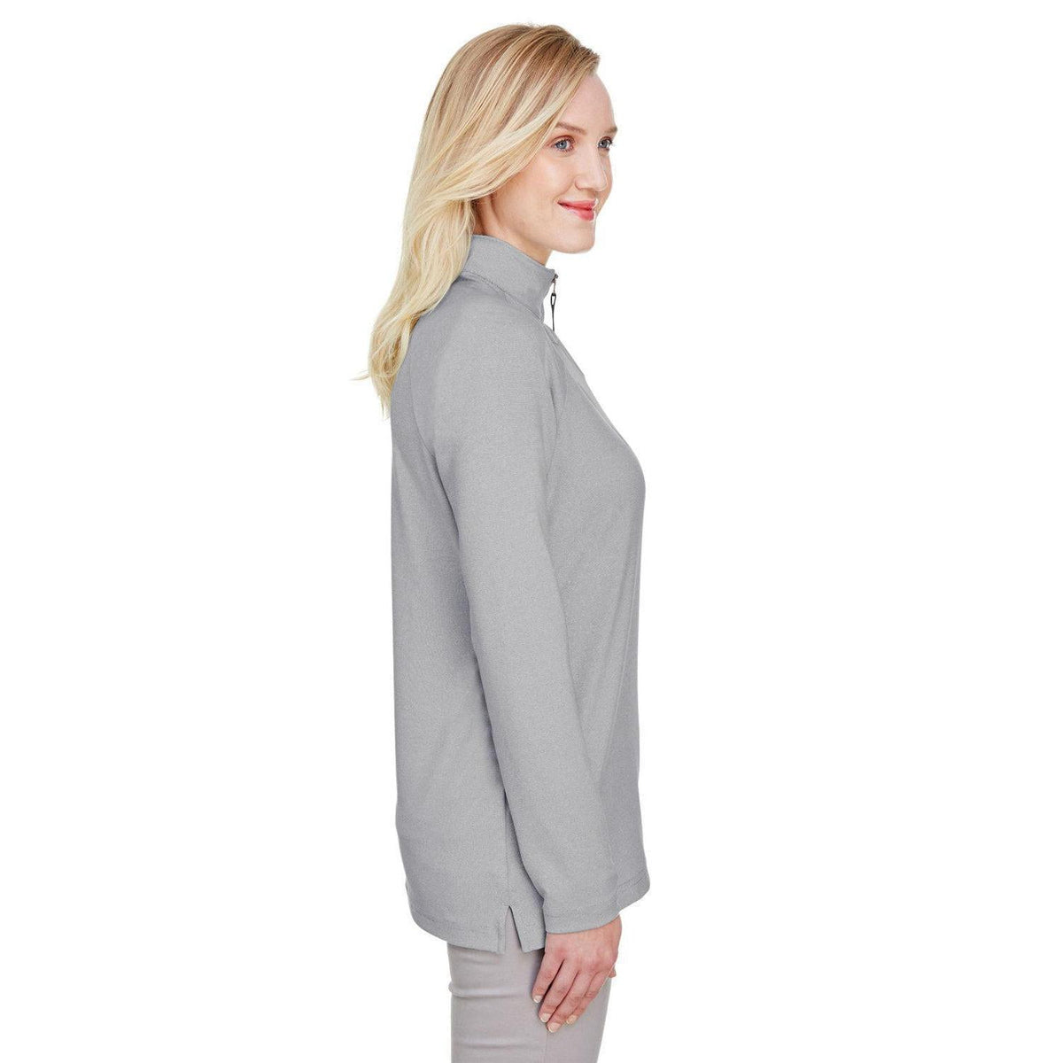 no-logo Devon & Jones CrownLux Performance Ladies Clubhouse Micro-Stripe Quarter-Zip-Ladies Layering-Devon&Jones-Thread Logic