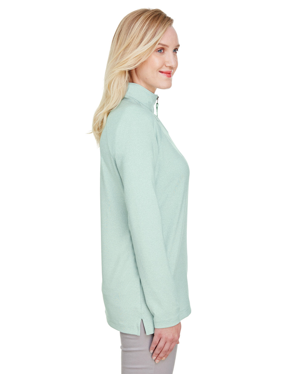 no-logo Devon & Jones CrownLux Performance Ladies Clubhouse Micro-Stripe Quarter-Zip-Ladies Layering-Devon&Jones-Thread Logic