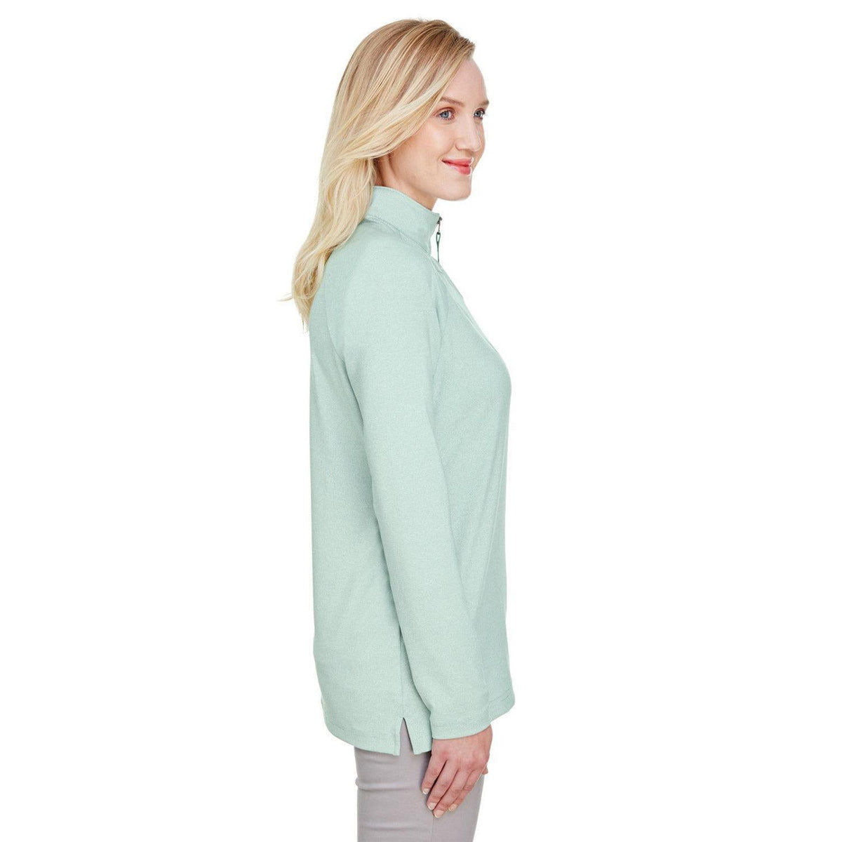 no-logo Devon & Jones CrownLux Performance Ladies Clubhouse Micro-Stripe Quarter-Zip-Ladies Layering-Devon&Jones-Thread Logic