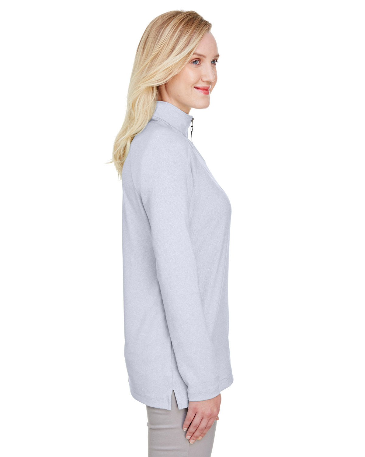 no-logo Devon & Jones CrownLux Performance Ladies Clubhouse Micro-Stripe Quarter-Zip-Ladies Layering-Devon&Jones-Thread Logic