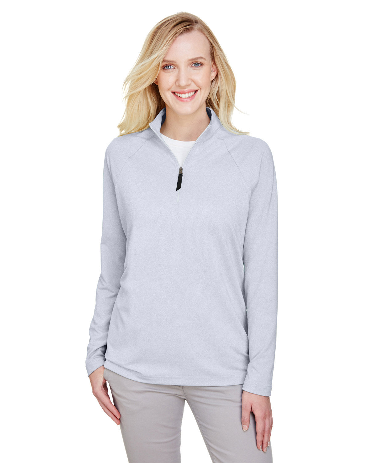  Devon & Jones CrownLux Performance Ladies Clubhouse Micro-Stripe Quarter-Zip-Ladies Layering-Devon&Jones-Navy-S-Thread Logic