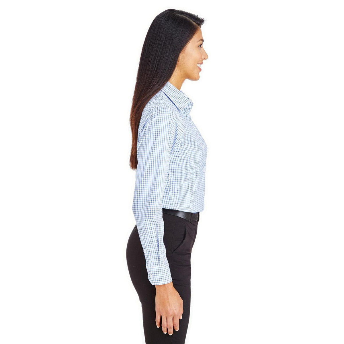no-logo Devon & Jones CrownLux Performance Ladies Micro Windowpane Shirt-Ladies Dress Shirts-Devon&Jones-Thread Logic