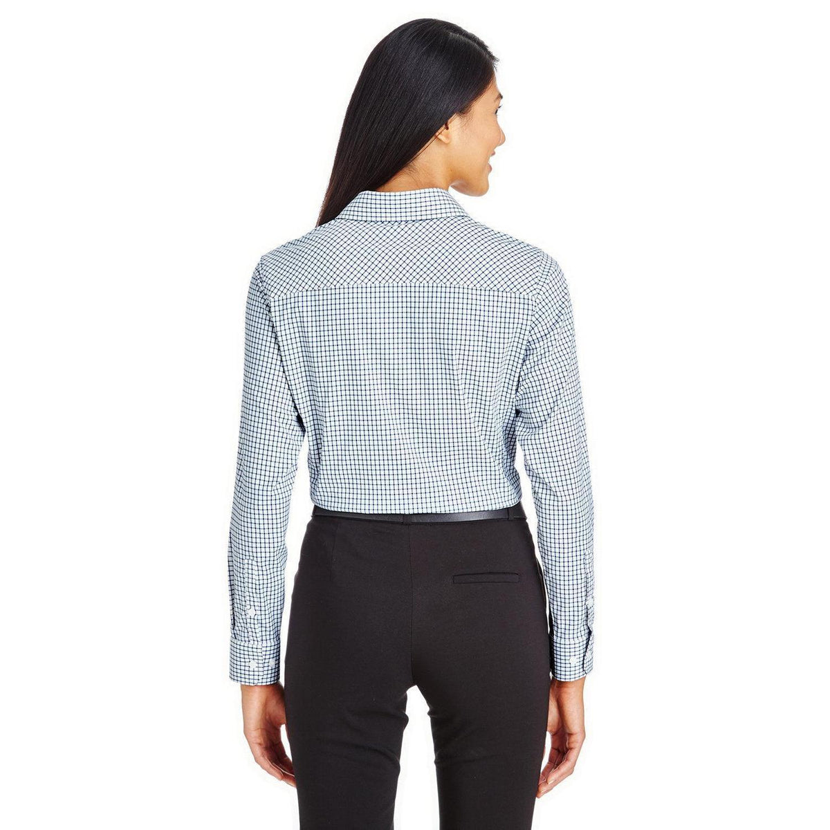 no-logo Devon & Jones CrownLux Performance Ladies Micro Windowpane Shirt-Ladies Dress Shirts-Devon&Jones-Thread Logic
