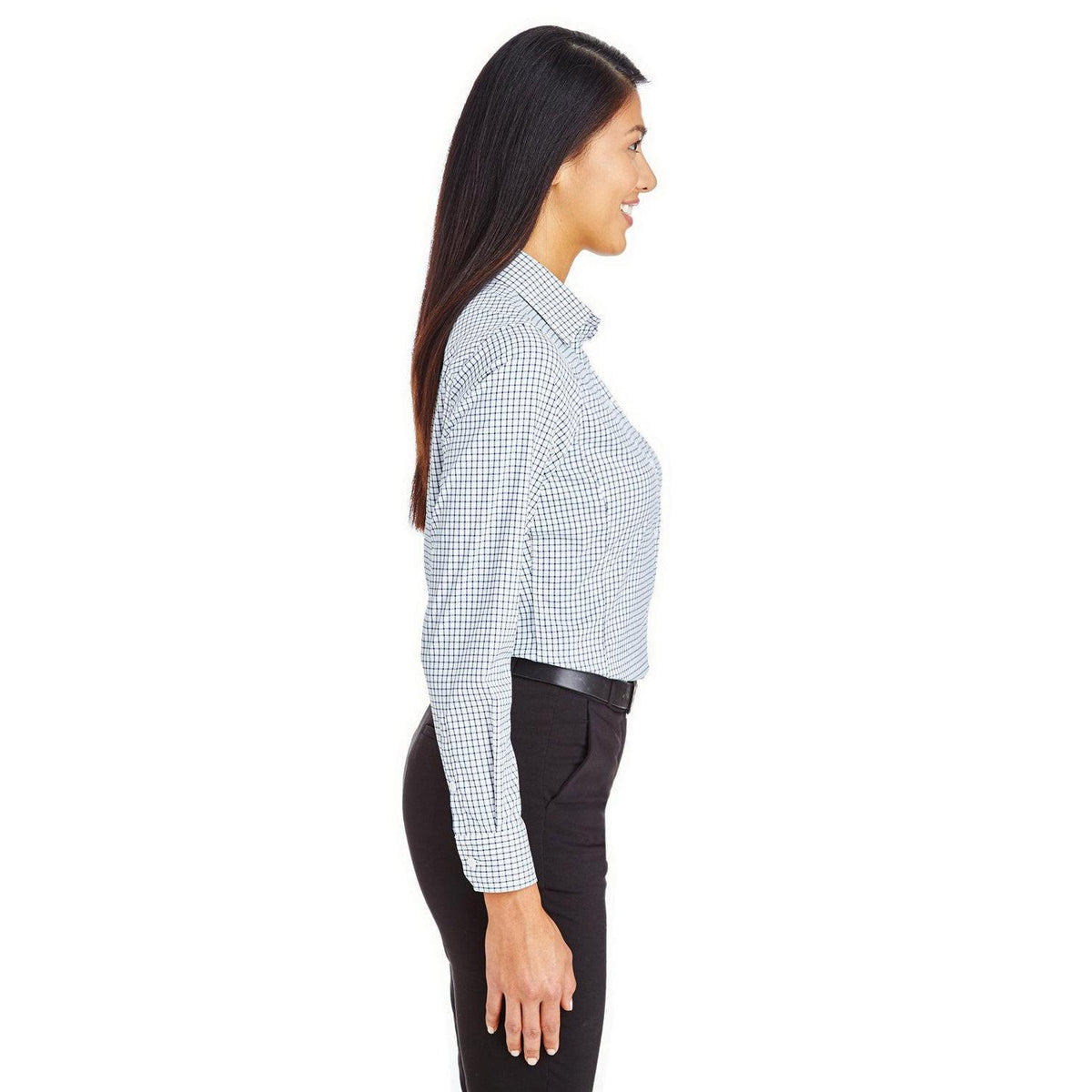 no-logo Devon & Jones CrownLux Performance Ladies Micro Windowpane Shirt-Ladies Dress Shirts-Devon&Jones-Thread Logic