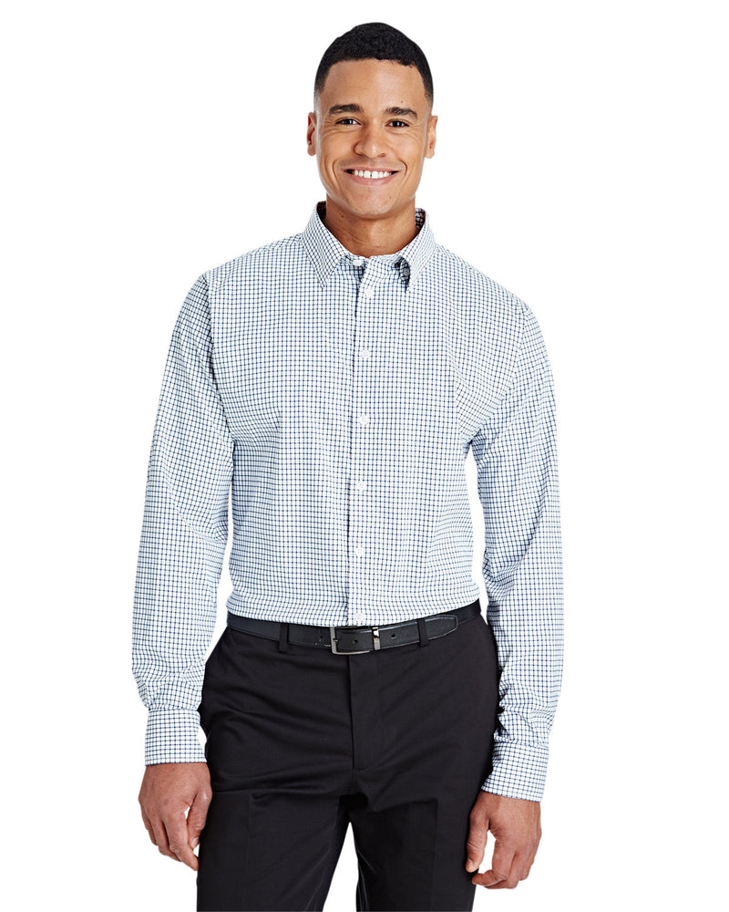  Devon & Jones CrownLux Performance Micro Windowpane Shirt-Men's Dress Shirts-Devon&Jones-Navy/White-S-Thread Logic