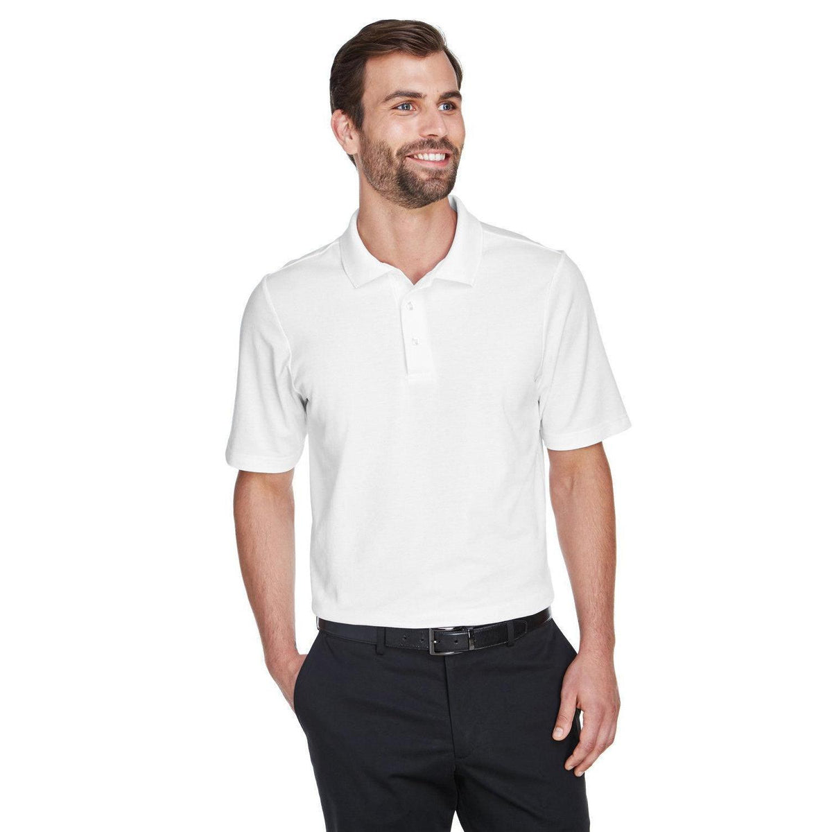 no-logo  Devon & Jones CrownLux Performance Plaited Polo-Men's Polos-Devon&Jones-White-S-Thread Logic