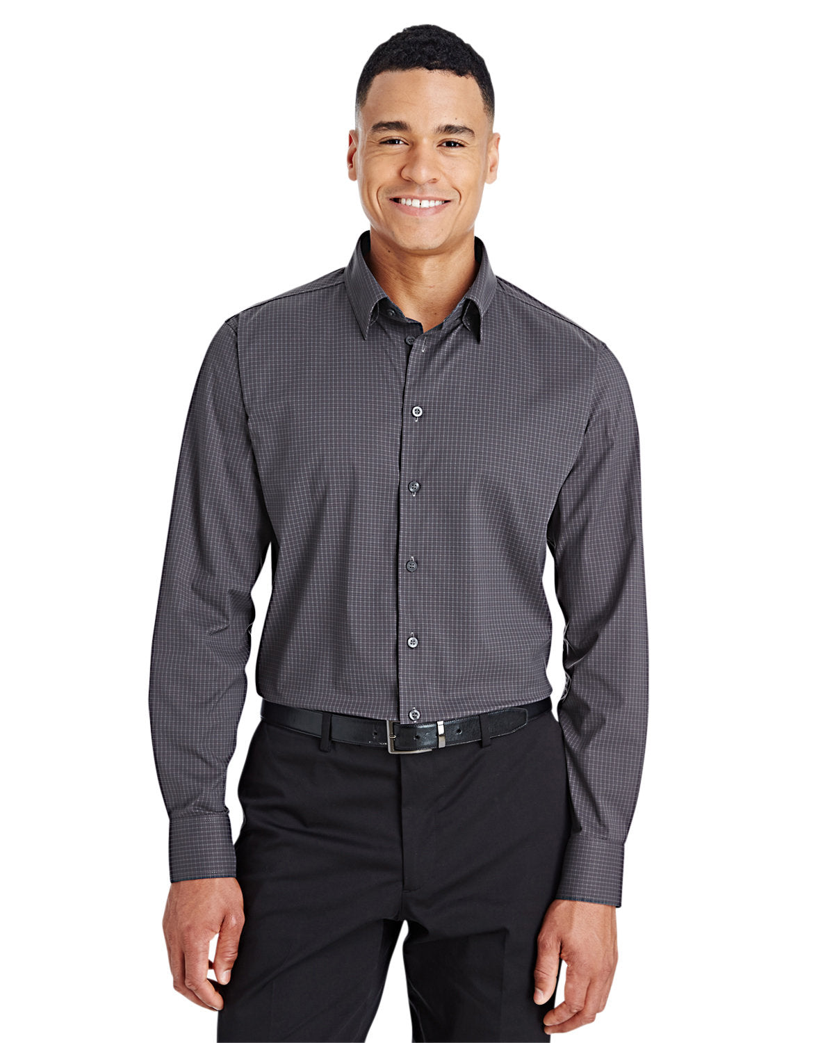  Devon & Jones CrownLux Performance Tonal Mini Check Shirt-Men's Dress Shirts-Devon&Jones-Carbon-S-Thread Logic
