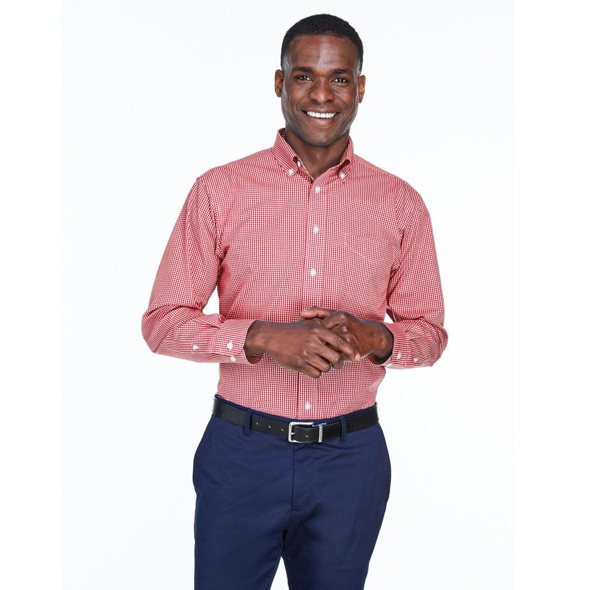 no-logo Devon & Jones Gingham Check Dress Shirt-Dress Shirts-Devon&Jones-Red-S-Thread Logic