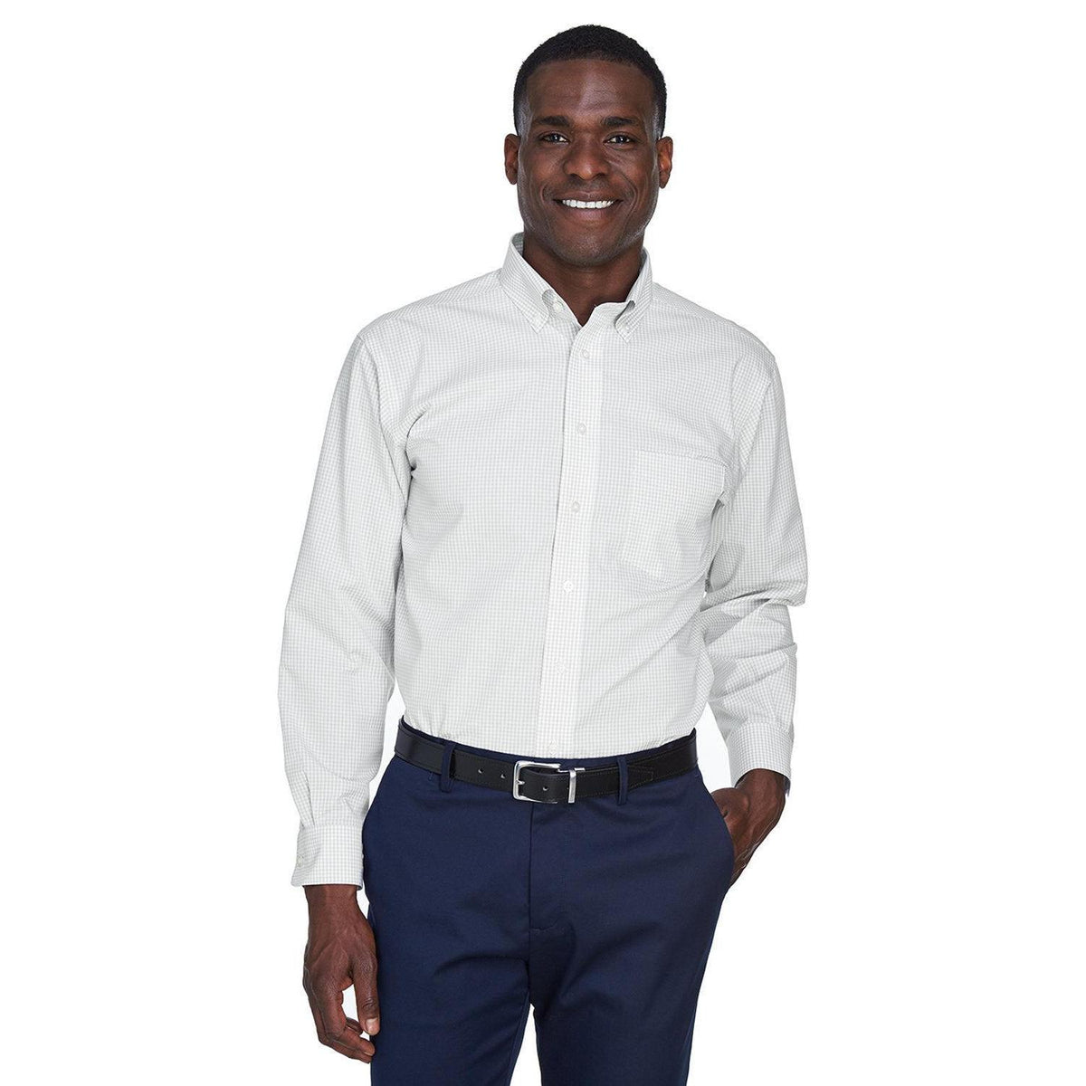 no-logo Devon & Jones Gingham Check Dress Shirt-Dress Shirts-Devon&Jones-Silver-S-Thread Logic
