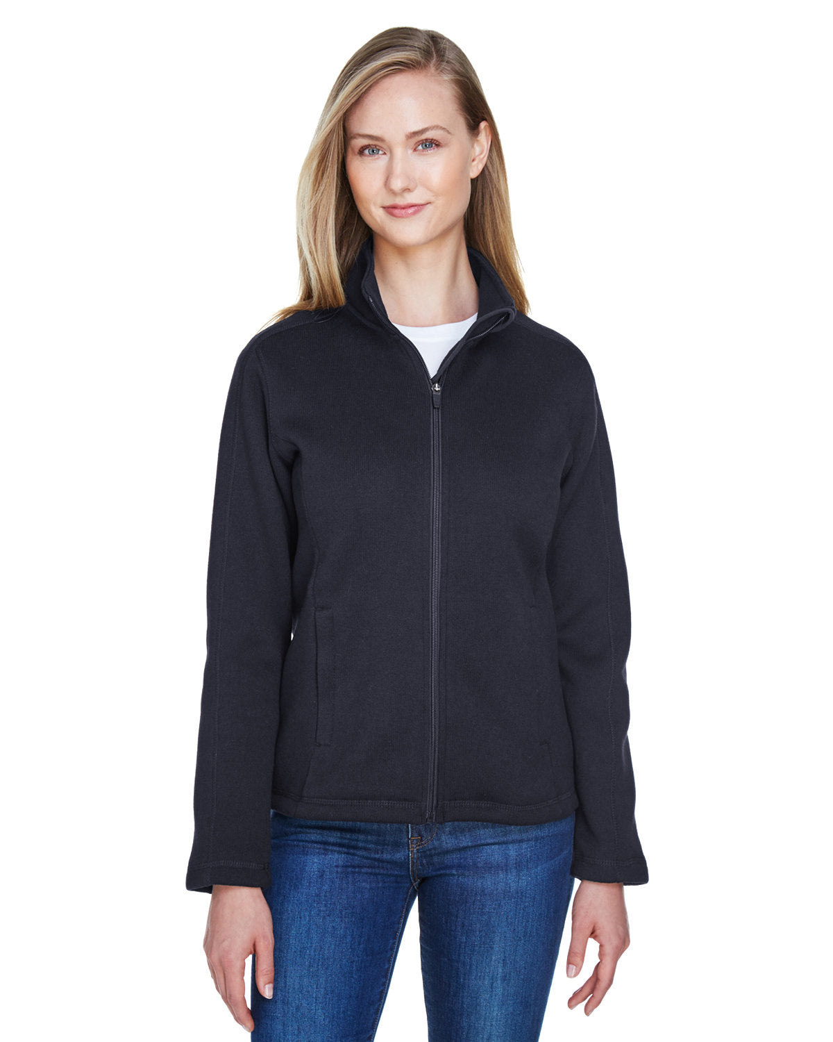  Devon & Jones Ladies Bristol Full-Zip Sweater Fleece Jacket-Ladies Jackets-Devon&Jones-Black-S-Thread Logic