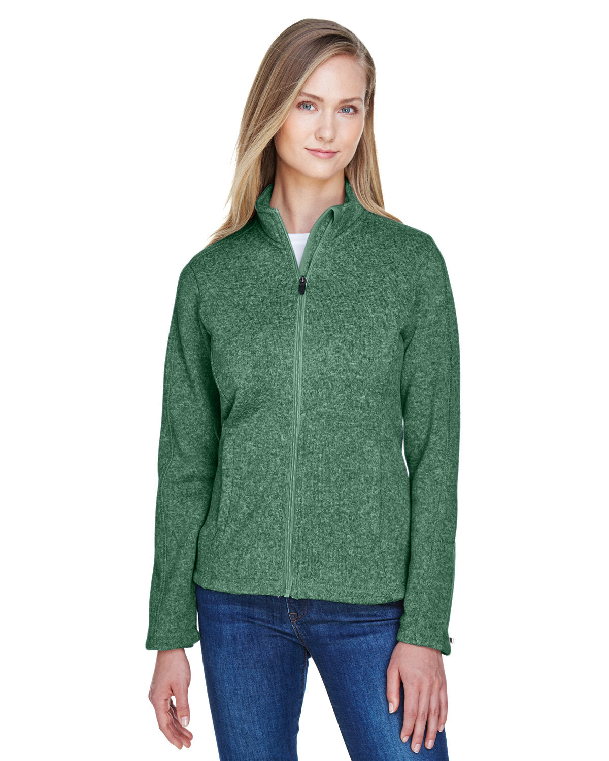  Devon & Jones Ladies Bristol Full-Zip Sweater Fleece Jacket-Ladies Jackets-Devon&Jones-Forest Heather-S-Thread Logic