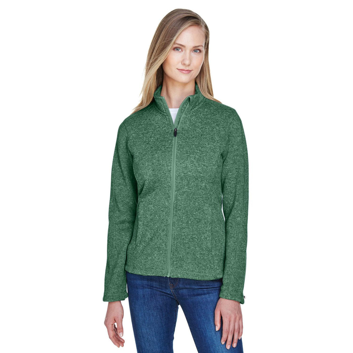 no-logo  Devon & Jones Ladies Bristol Full-Zip Sweater Fleece Jacket-Ladies Jackets-Devon&Jones-Forest Heather-S-Thread Logic