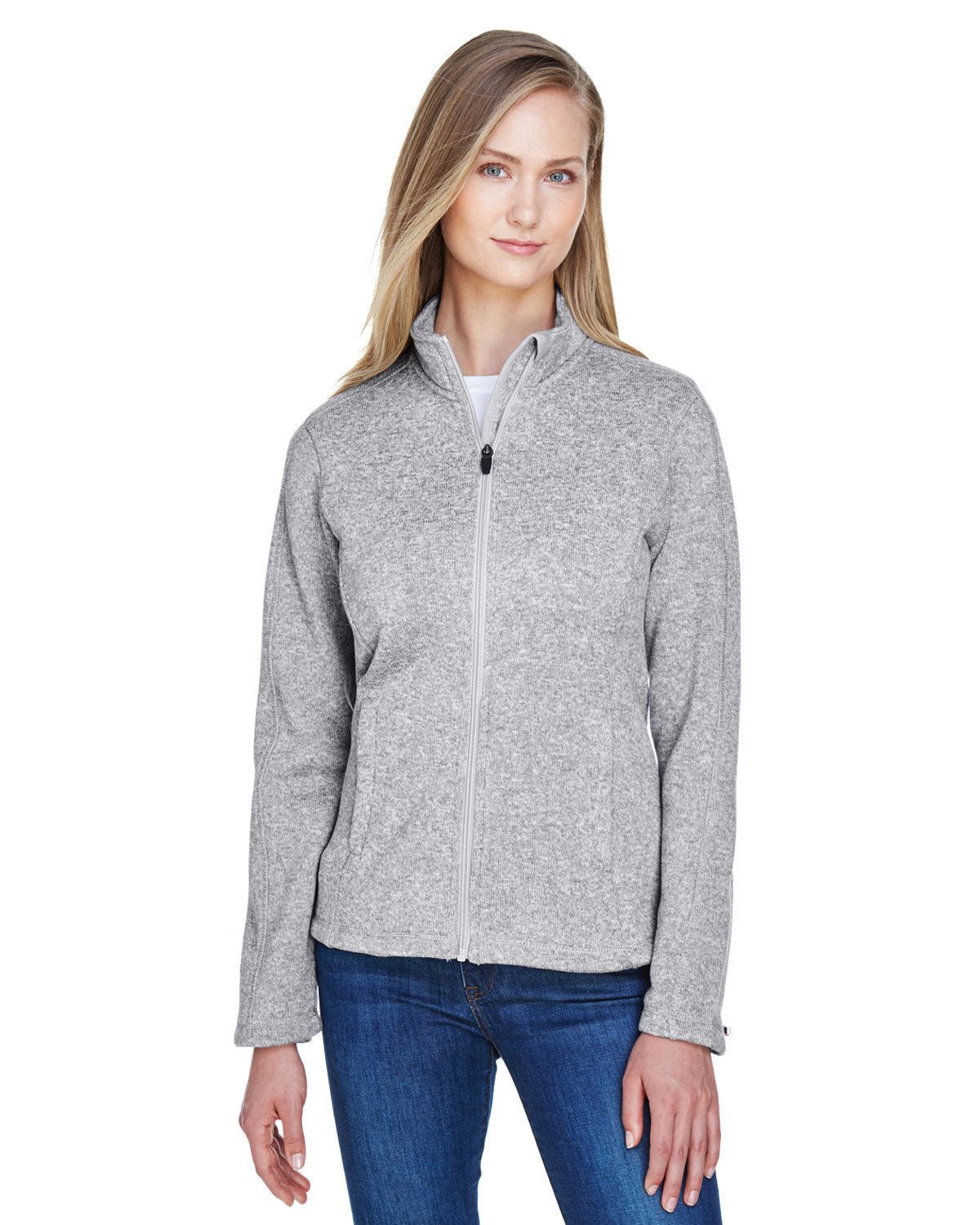  Devon & Jones Ladies Bristol Full-Zip Sweater Fleece Jacket-Ladies Jackets-Devon&Jones-Grey Heather-S-Thread Logic