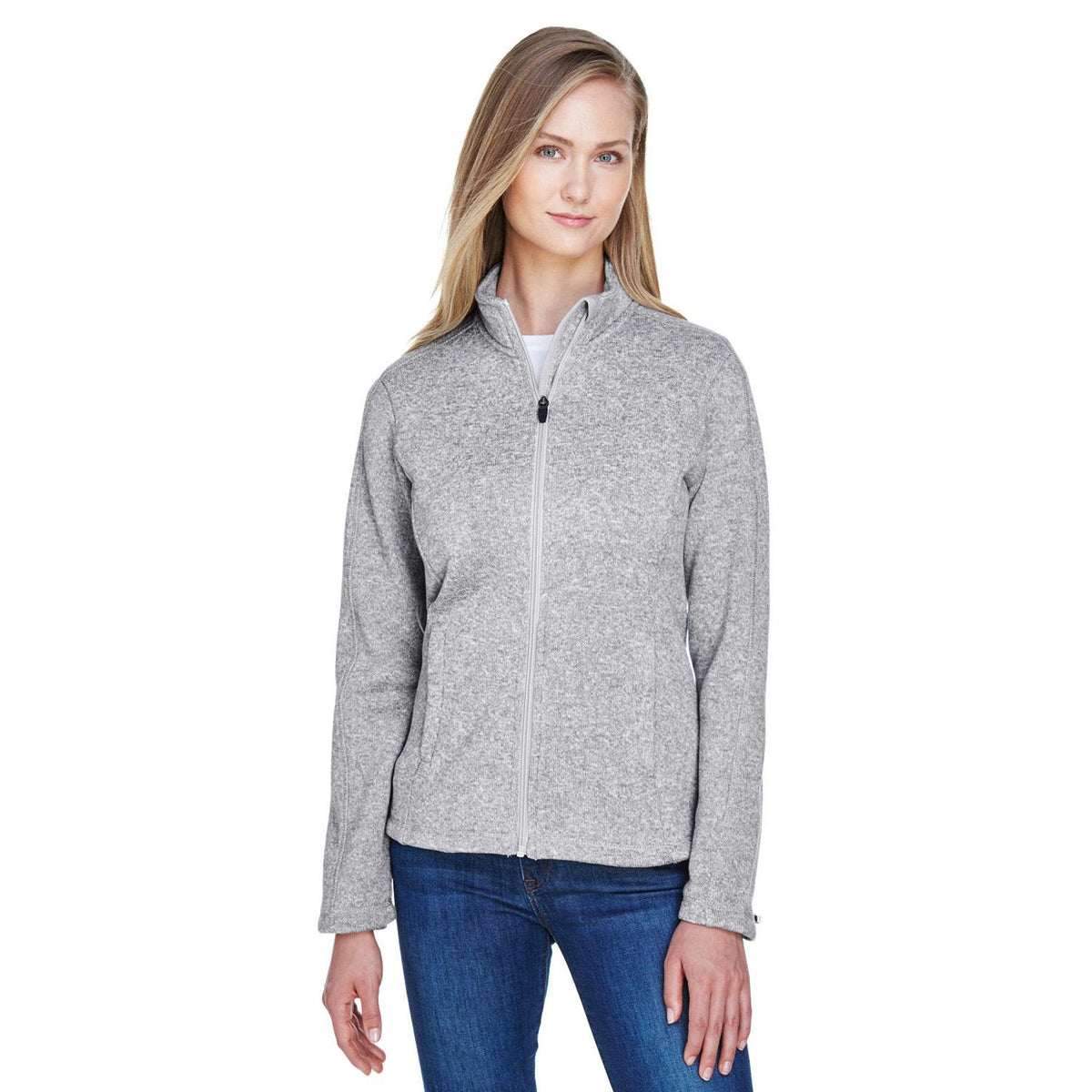 no-logo  Devon & Jones Ladies Bristol Full-Zip Sweater Fleece Jacket-Ladies Jackets-Devon&Jones-Grey Heather-S-Thread Logic