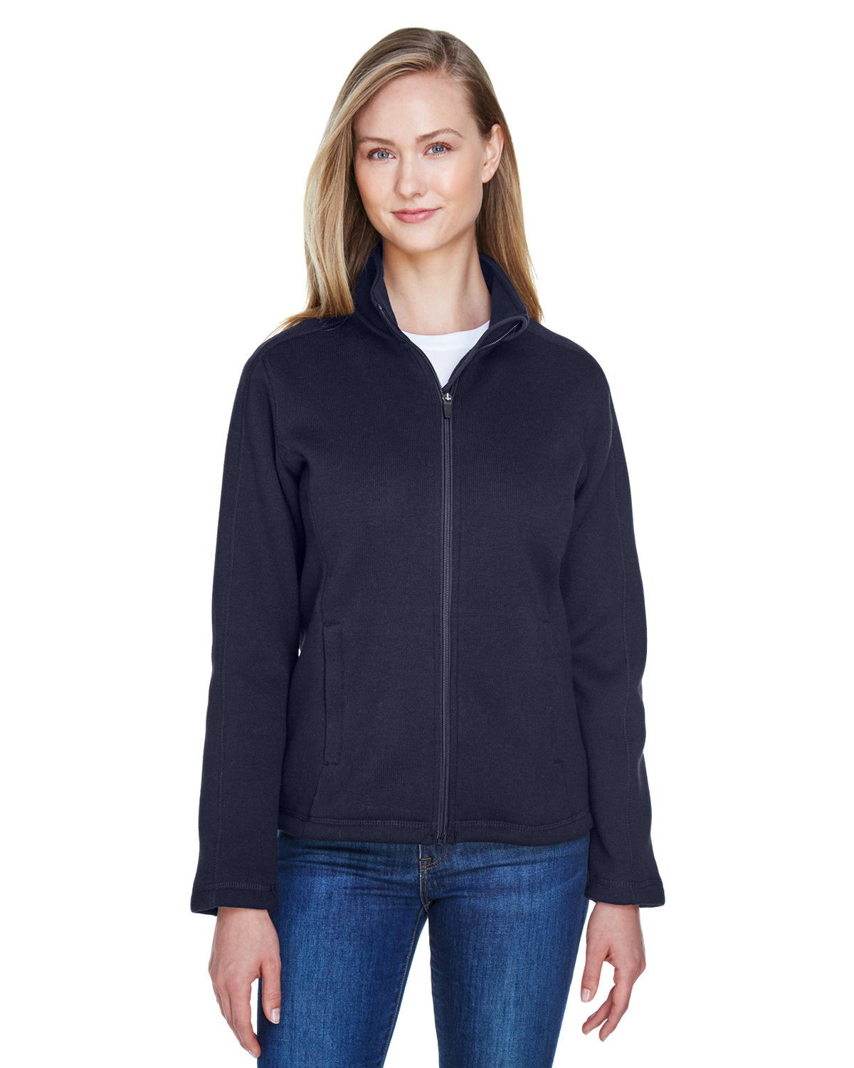  Devon & Jones Ladies Bristol Full-Zip Sweater Fleece Jacket-Ladies Jackets-Devon&Jones-Navy-S-Thread Logic